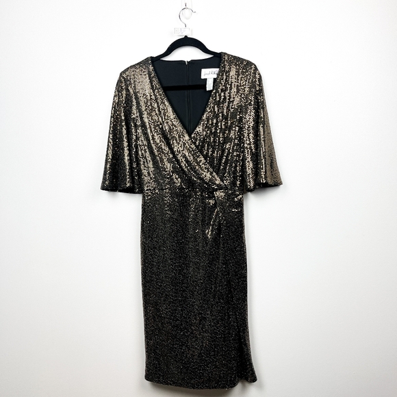 Joseph Ribkoff Dresses & Skirts - Joseph Ribkoff Sparkly Gold Short Sleeve Formal Party Dress